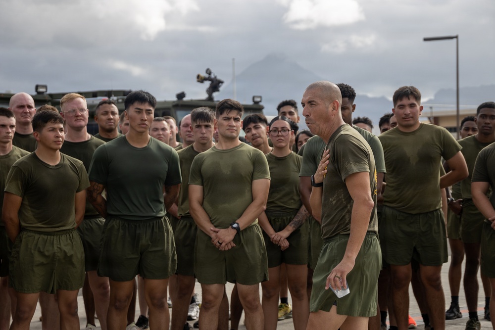 Marines with MCAS (MCBH) Conduct a Unit PT for the 250th USMC Birthday