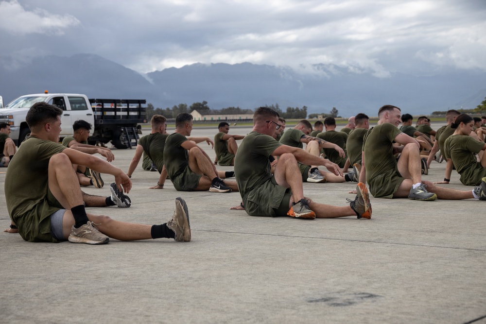 Marines with MCAS (MCBH) Conduct a Unit PT for the 250th USMC Birthday