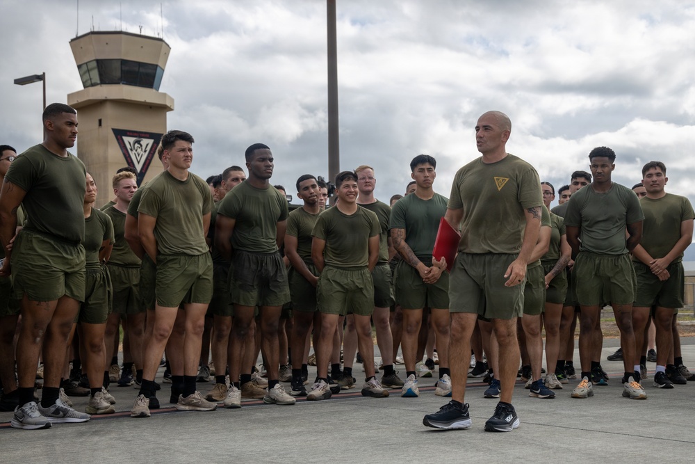 Marines with MCAS (MCBH) Conduct a Unit PT for the 250th USMC Birthday