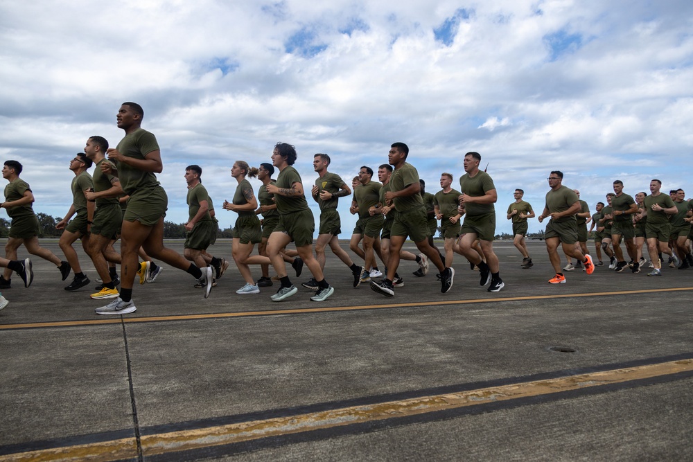 Marines with MCAS (MCBH) Conduct a Unit PT for the 250th USMC Birthday