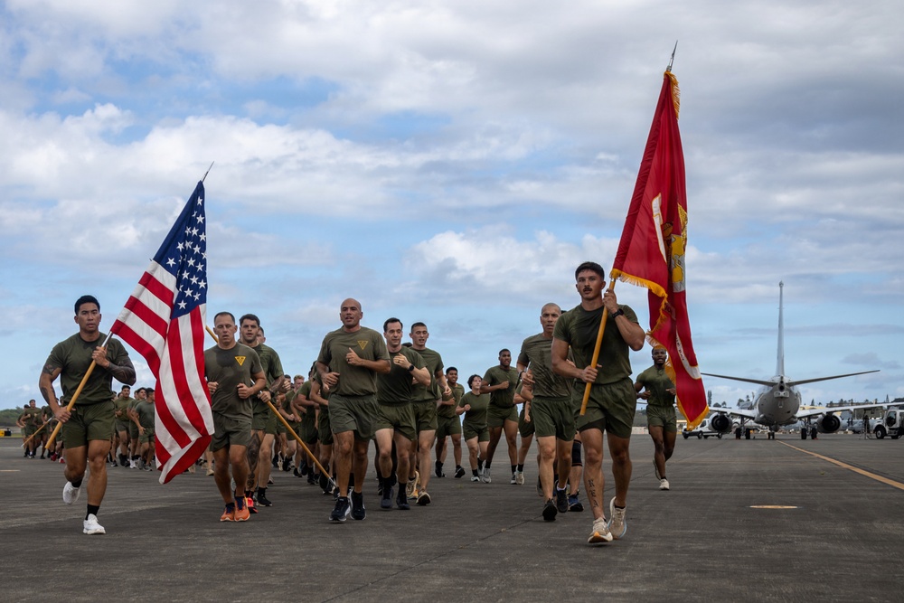 Marines with MCAS (MCBH) Conduct a Unit PT for the 250th USMC Birthday