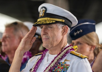 Adm. Steve Koehler, commander, U.S. Pacific Fleet, speaks at Veterans Day Ceremony at Battleship Missouri Memorial