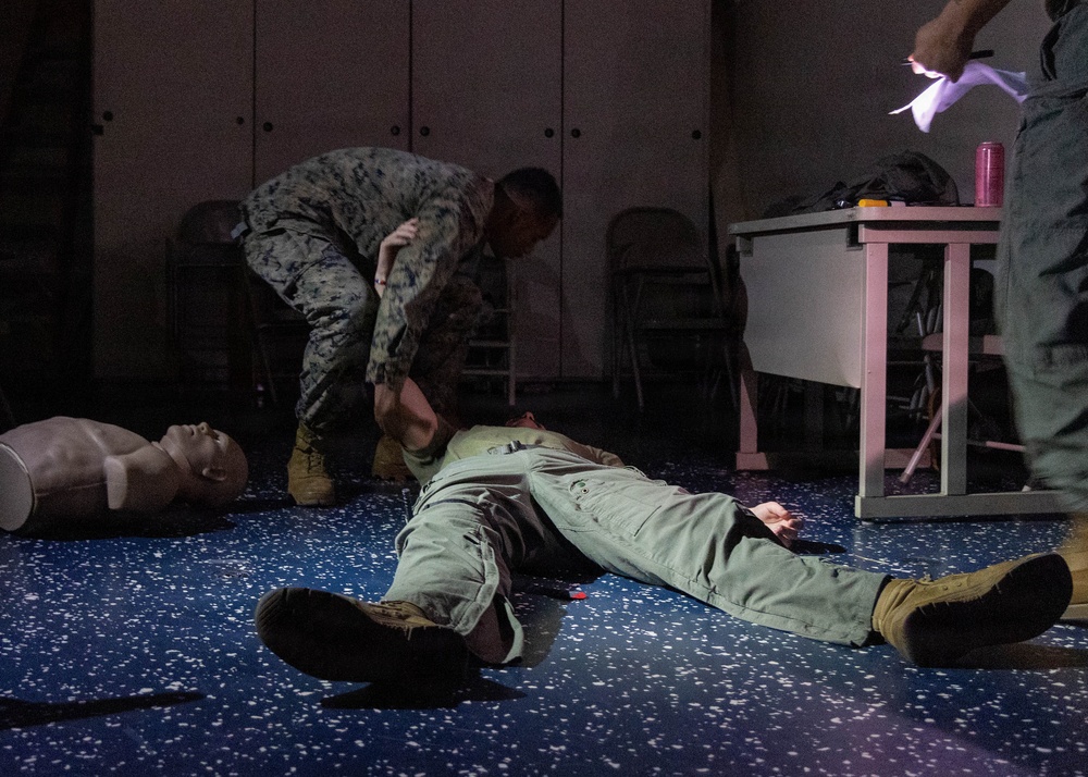 22nd MEU(SOC) | CLB 26 Conducts Tactical Combat Casualty Care Test Out During Deployment