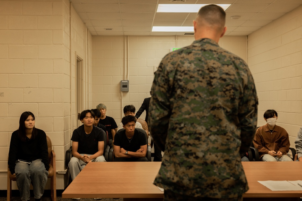 Okinawa International University Students visit Camp Kinser