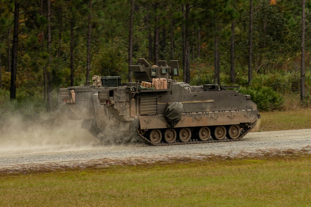 Dogface Soldiers conduct armored platoon live-fire
