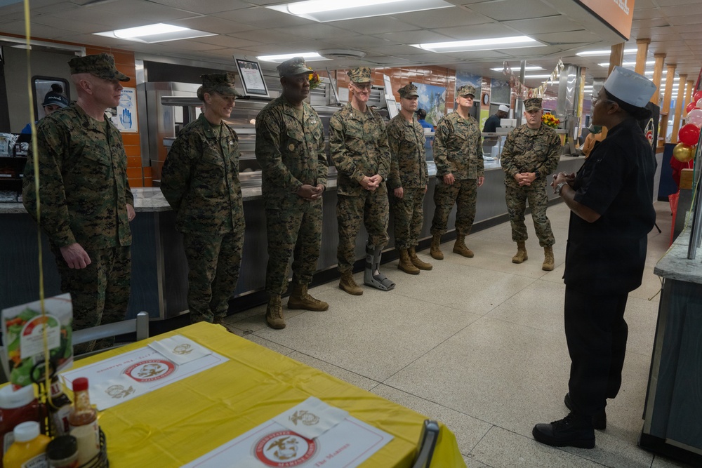 2nd Marine Logistics Group Leadership Serves Marines and Sailors for Marine Corps 250th Birthday