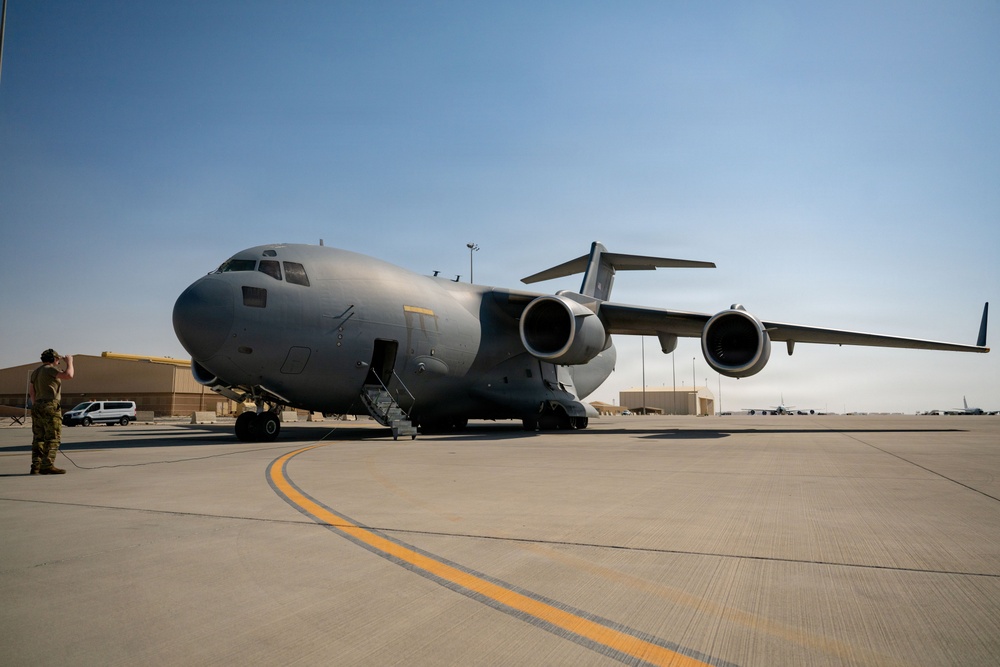 C-17 conducts airlift mission