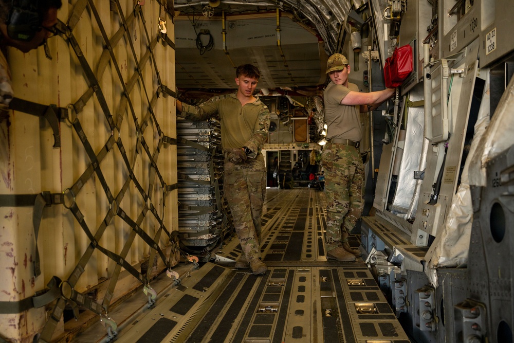 C-17 conducts airlift mission