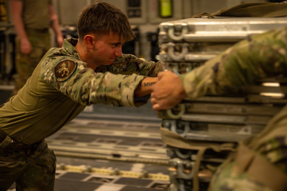 C-17 conducts airlift mission