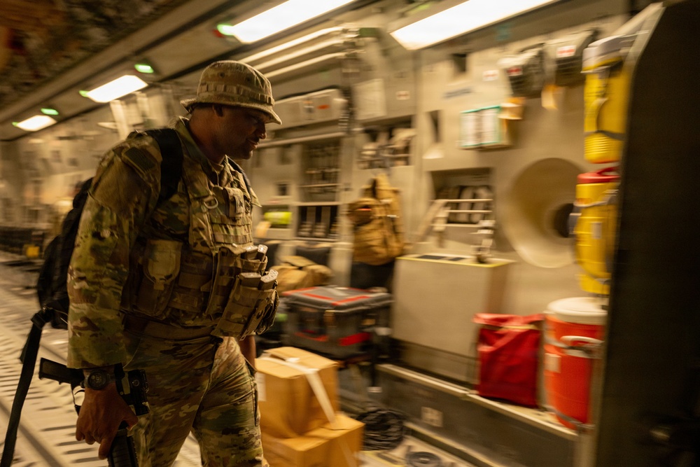 C-17 conducts airlift mission