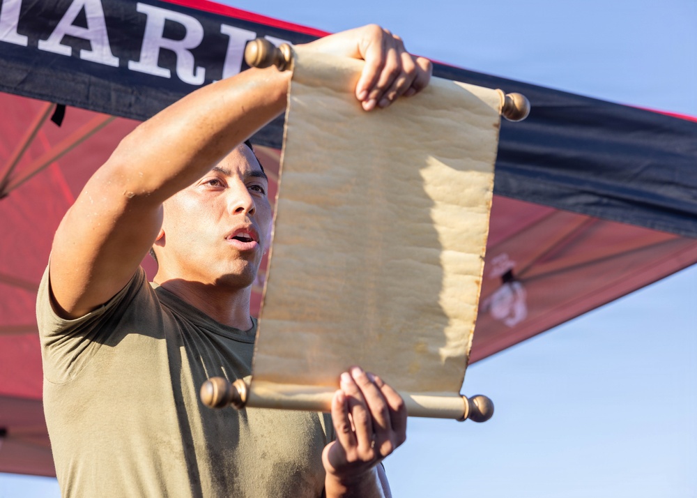 HQSVCBN MARFORPAC conducts physical training and cake cutting ceremony