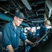 USS Mitscher (DDG 57) junior officer stands bridge watch