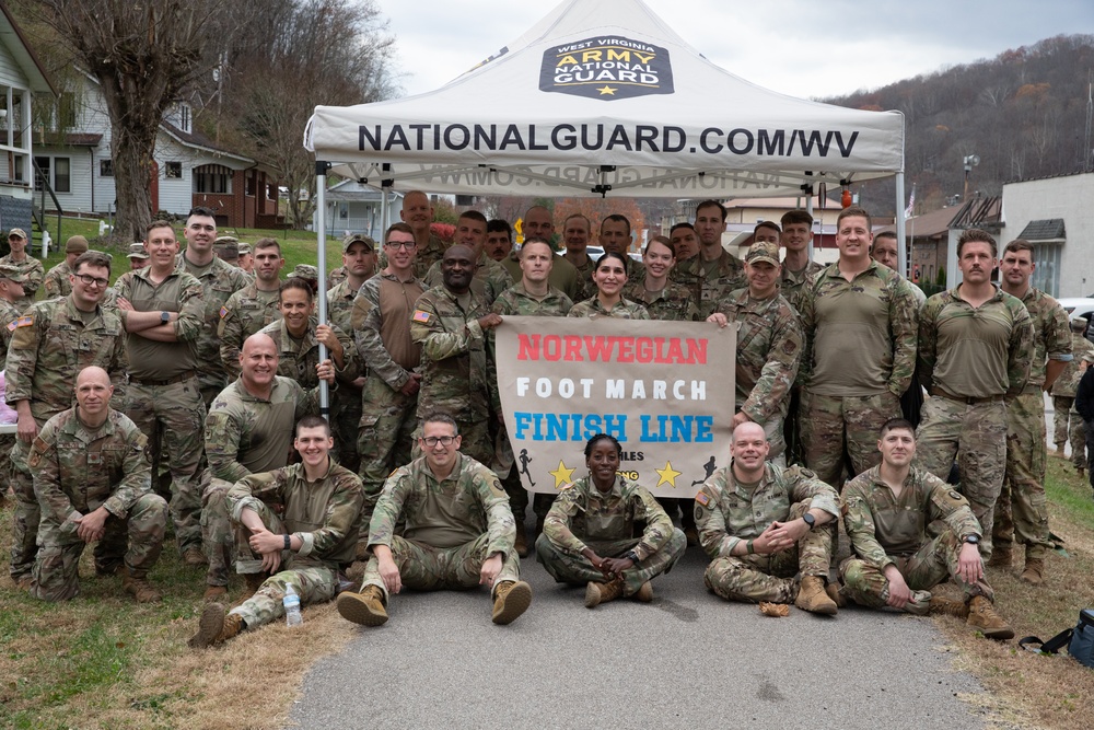 West Virginia National Guard service members participate in Norwegian Foot March
