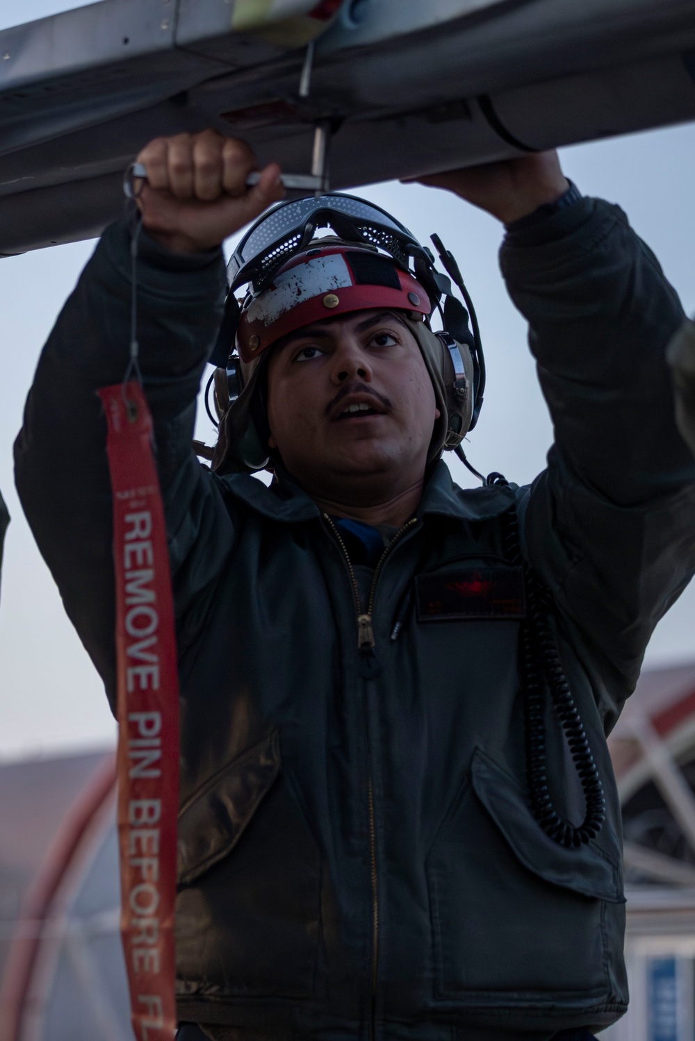 U.S. Marines with VMFA 232 load up ordnance