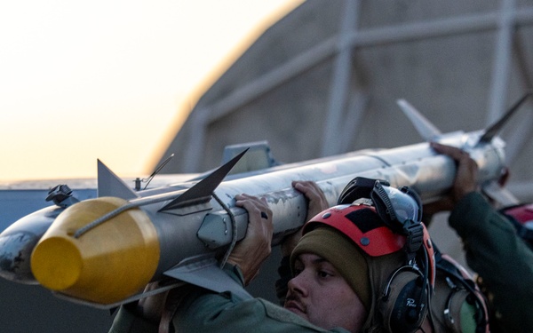U.S. Marines with VMFA 232 load up ordnance