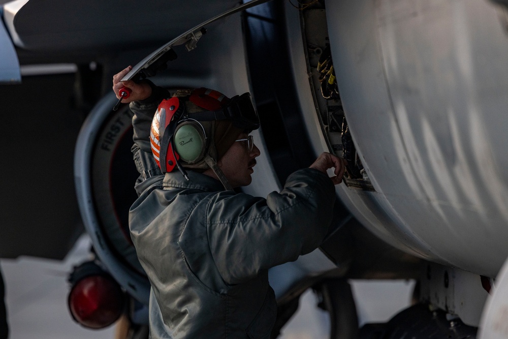 U.S. Marines with VMFA 232 load up ordnance
