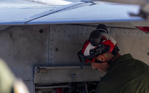U.S. Marines with VMFA 232 load up ordnance