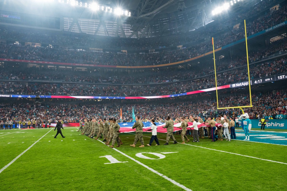 U.S. Military and Family Members Participate in NFL Pre-Game Ceremony