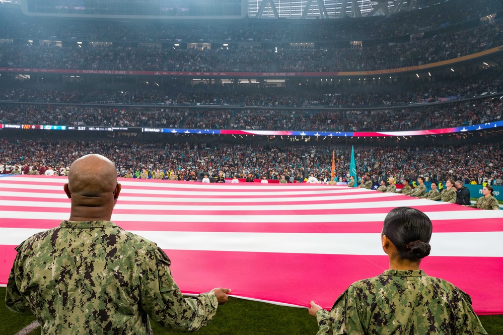 U.S. Military and Family Members Participate in NFL Pre-Game Ceremony