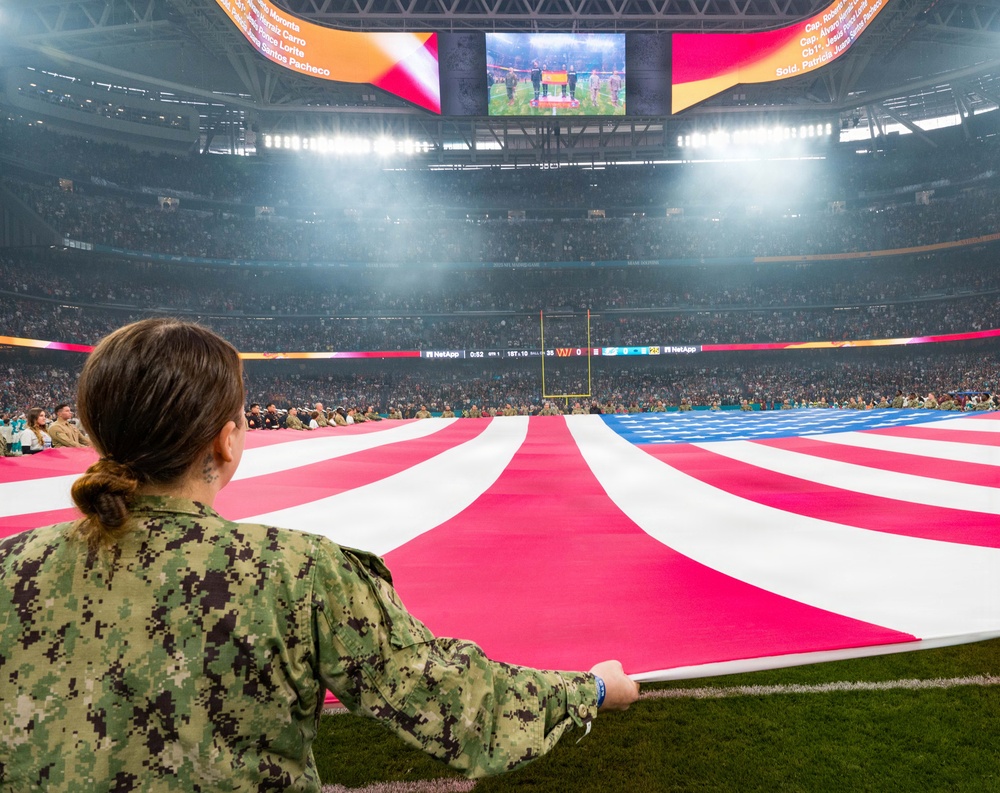 U.S. Military and Family Members Participate in NFL Pre-Game Ceremony