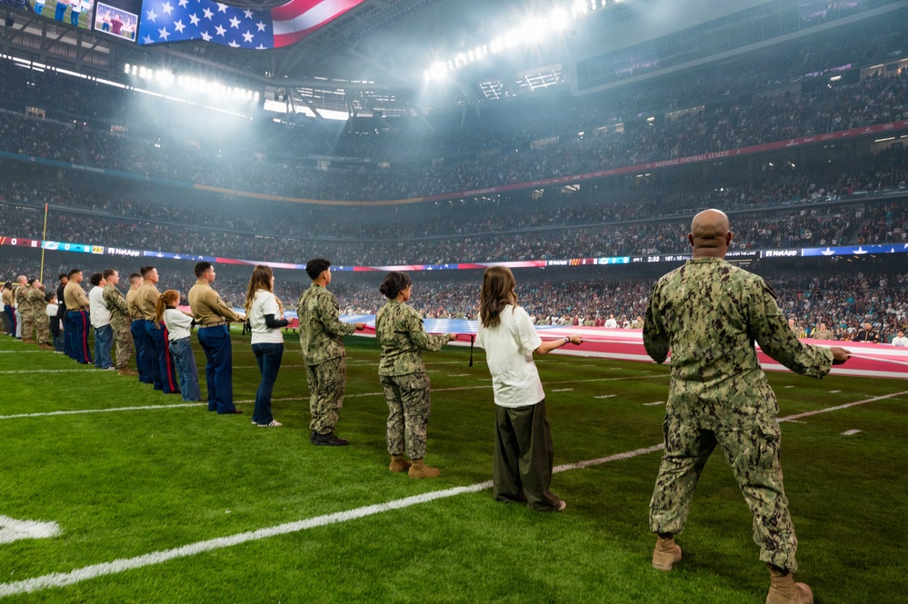 U.S. Military and Family Members Participate in NFL Pre-Game Ceremony
