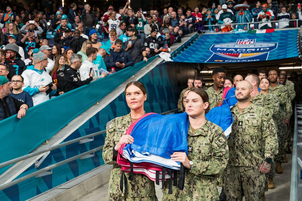 U.S. Military and Family Members Participate in NFL Pre-Game Ceremony