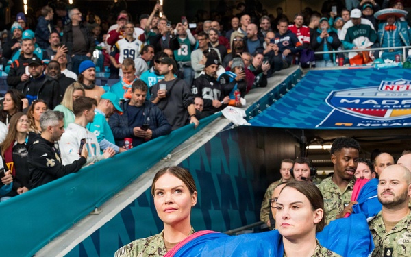 U.S. Military and Family Members Participate in NFL Pre-Game Ceremony