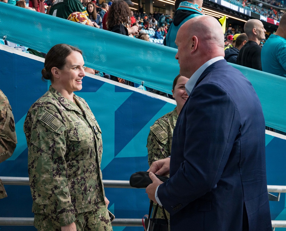 U.S. Military and Family Members Participate in NFL Pre-Game Ceremony