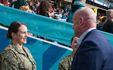 U.S. Military and Family Members Participate in NFL Pre-Game Ceremony