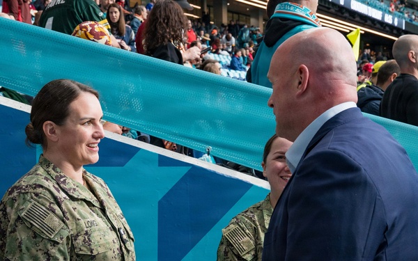 U.S. Military and Family Members Participate in NFL Pre-Game Ceremony