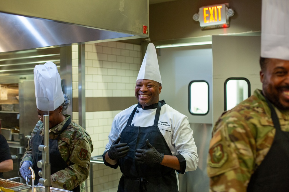 349th Air Mobility Wing Leadership Serves Holiday Lunch