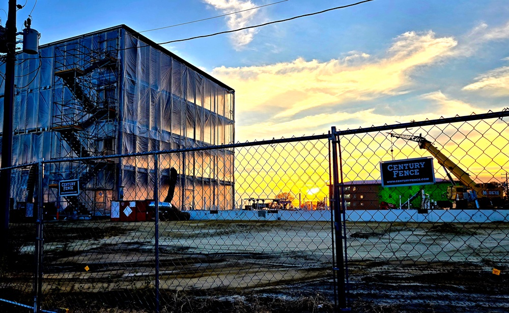 November 2025 construction operations for fiscal year 2024-funded $55.75 million Collective Training Officers Quarters Project at Fort McCoy