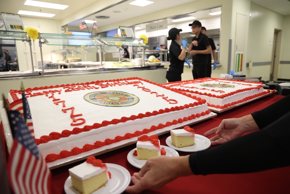 III Marine Expeditionary Force Support Battalion serves 250th Marine Corps birthday meal