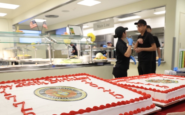 III Marine Expeditionary Force Support Battalion serves 250th Marine Corps birthday meal