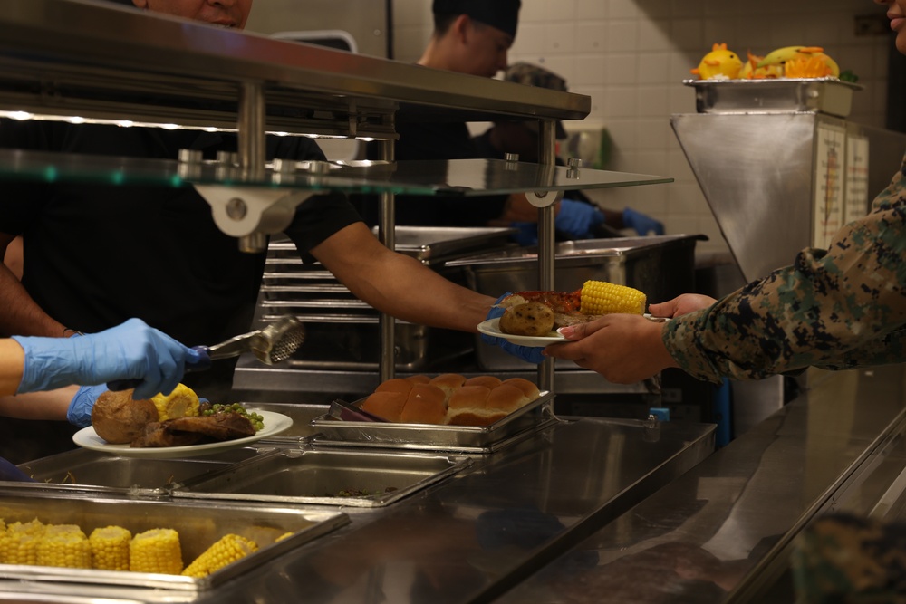 III Marine Expeditionary Force Support Battalion serves 250th Marine Corps birthday meal