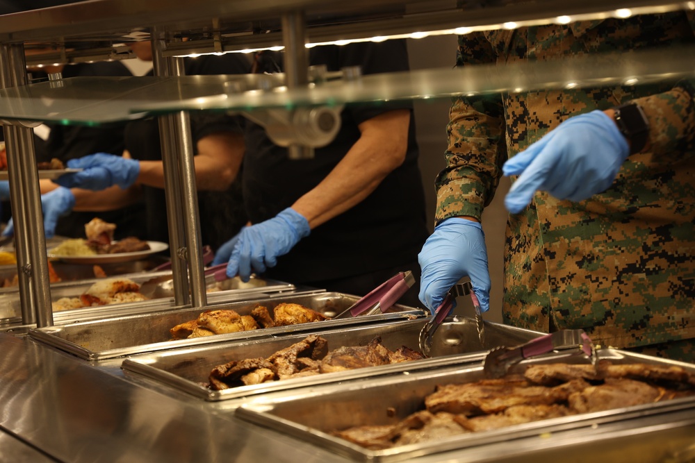 III Marine Expeditionary Force Support Battalion serves 250th Marine Corps birthday meal
