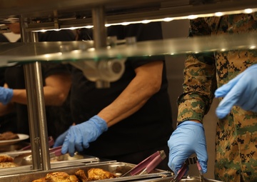 III Marine Expeditionary Force Support Battalion serves 250th Marine Corps birthday meal