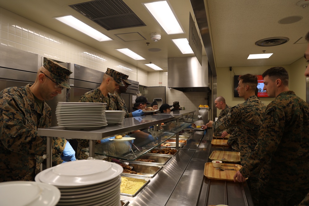 III Marine Expeditionary Force Support Battalion serves 250th Marine Corps birthday meal