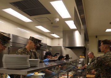 III Marine Expeditionary Force Support Battalion serves 250th Marine Corps birthday meal