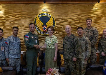 Philippine SecDef Teodoro, US Ambassador Carlson Visit Service Members During Foreign Disaster Relief Operations