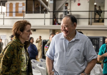 Philippine SecDef Teodoro, US Ambassador Carlson Visit Service Members During Foreign Disaster Relief Operations