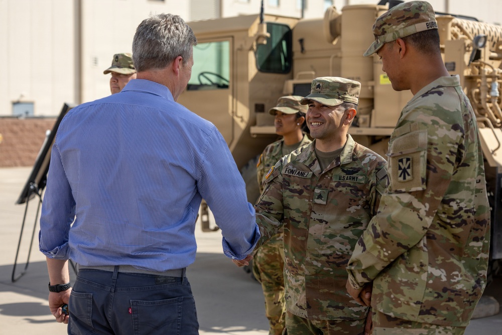 Secretary of the Army Visits Alpha Battery, 4th Air Defense Artillery Regiment for Terminal High Altitude Area Defense System Overview at Fort Bliss