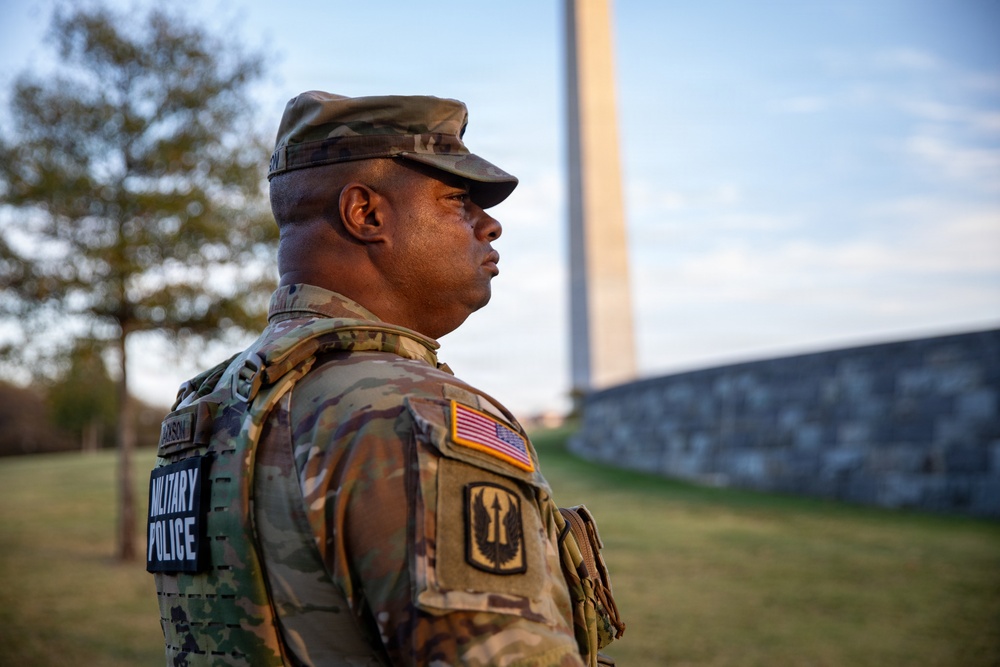 The Joint Task Force Magnolia commander visits troops on patrol in Washington, D.C.
