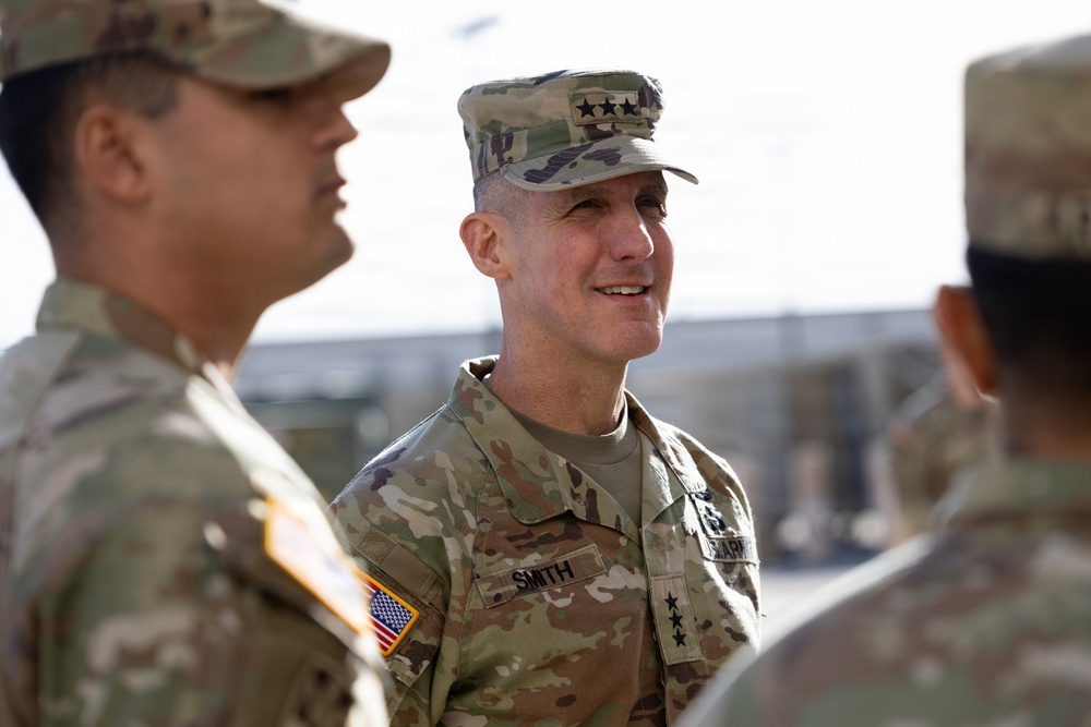 Lt. Gen. Stephen G. Smith Reviews Terminal High Altitude Area Defense Operations With Alpha Battery, 4th Air Defense Artillery Regiment at Fort Bliss