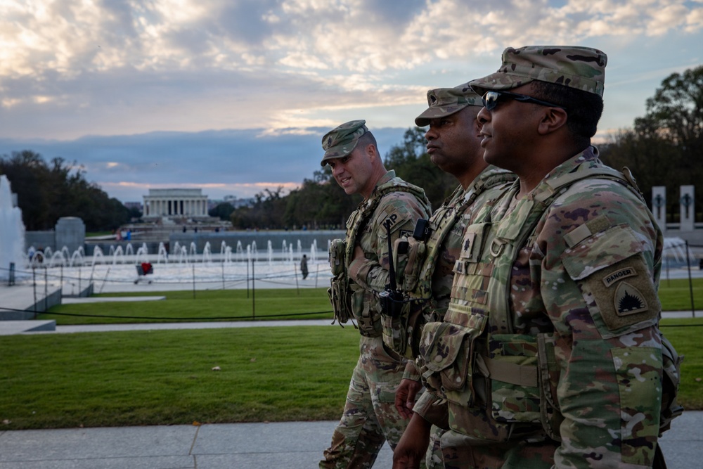 Joint Task Force Magnolia Leadership visits troops on patrol in Washington, D.C.