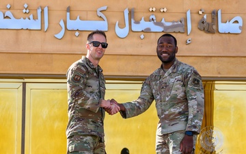 Ninth Air Force Commander and Command Chief meet with 378th Airmen