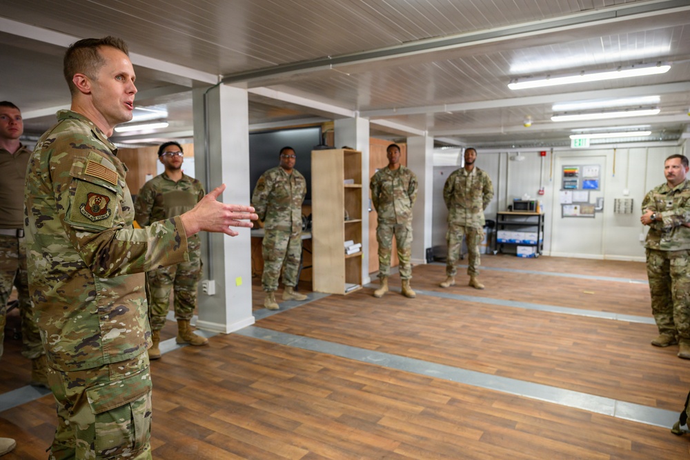 Ninth Air Force Commander and Command Chief meet with 378th Airmen