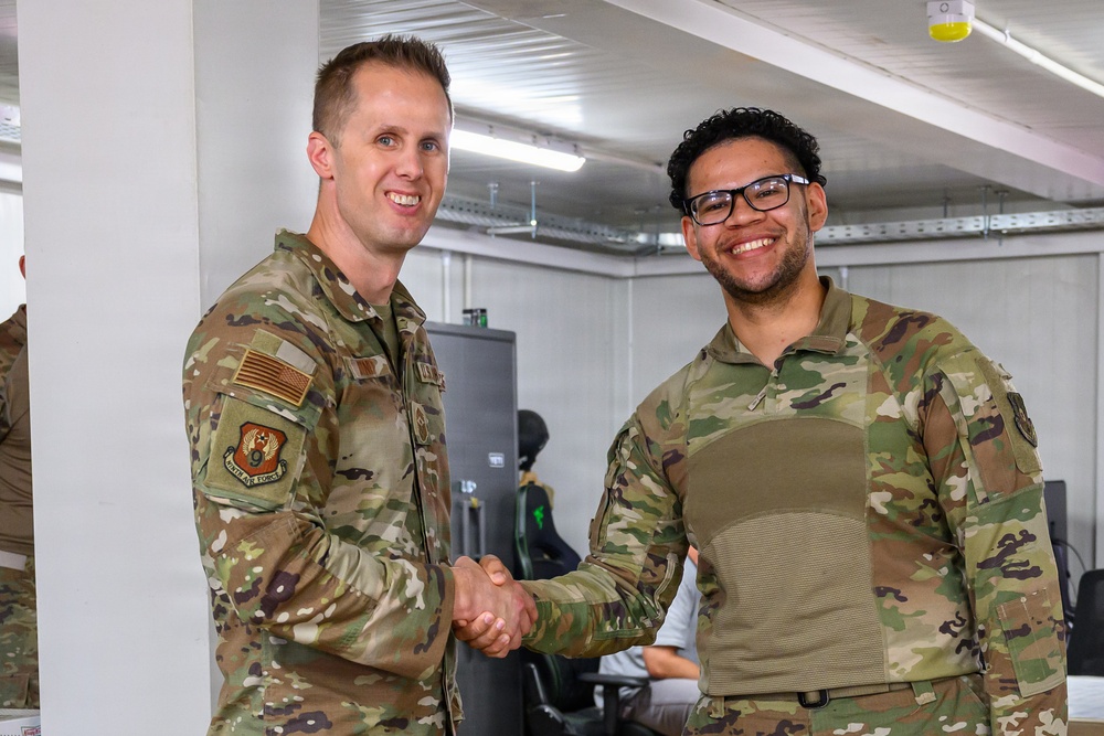 Ninth Air Force Commander and Command Chief meet with 378th Airmen