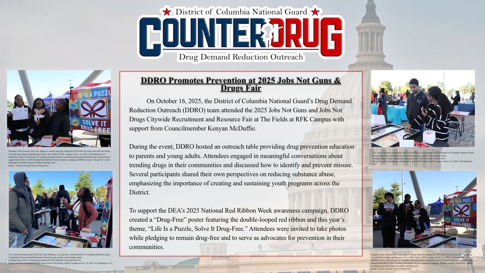 DCNG Counterdrug DDRO Promotes Prevention at 2025 Jobs Not Guns &amp; Drugs Fair Storyboard
