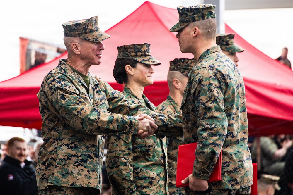 The Commandant, Gen. Eric M. Smith is the reviewing officer of OCC 250 Alpha and Delta Companies’ Graduation